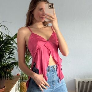 Le Lis Collection Fuchsia Camisole Top, Mermaid Blouse with Adjustable Straps